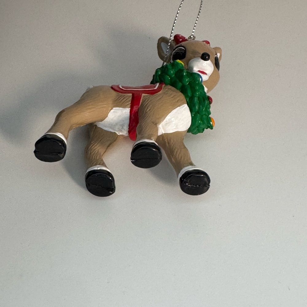 Rudolf Reindeer Christmas‎ Ornament with Red Bow - Picture 3 of 6